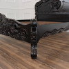 Black Distressed French Rococo Panel Bed w/ Satin Finish