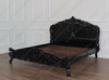 Black Distressed French Rococo Panel Bed w/ Satin Finish