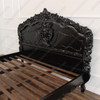 Black Distressed French Rococo Panel Bed w/ Satin Finish