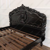 Black Distressed French Rococo Panel Bed w/ Satin Finish