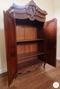 Ornate Mahogany 2-door Armoire w/ Mirrored Doors