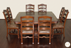 9pc Mahogany/Burl Inlaid Dining Set
