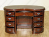Mahogany Kidney Shape Office Desk w/ Burgundy Leather