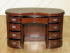 Mahogany Kidney Shape Office Desk w/ Burgundy Leather