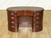 Mahogany Kidney Shape Office Desk w/ Burgundy Leather