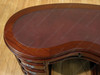 Mahogany Kidney Shape Office Desk w/ Burgundy Leather