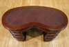 Mahogany Kidney Shape Office Desk w/ Burgundy Leather