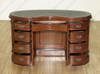 Solid Mahogany Kidney Peanut Executive Office Desk w/ Black Leather