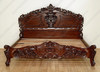 Dark Walnut Hand-carved French Rococo Panel Bed