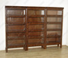 Mahogany & Mappa Burl 3 Section Bunching Barrister Bookcase w/ Leaded Glass