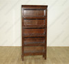 Mahogany Mappa Burl 2 Section Bunching Barrister Bookcase w/ Leaded Glass