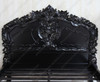 Glossy Black French Rococo Carved Panel Bed