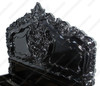 Glossy Black French Rococo Carved Panel Bed