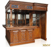 8.5ft Mahogany Walk-in Canopy Pub Bar w/ Stained Glass Ceiling