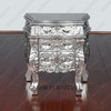 Silver Leaf Rococo Nightstand / Bedside Table / Chest