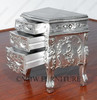 Silver Leaf Rococo Nightstand / Bedside Table / Chest