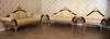 3pc Dark Burl Inlay & Gold Leaf Living Room Sofa Set
