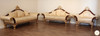 3pc Dark Burl Inlay & Gold Leaf Living Room Sofa Set