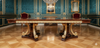 8ft Dark Burl & Gold Leaf  Dining Table
