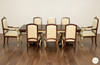 9pc Dark Burl & Gold Leaf Fancy Lebois Inlay Dining Set