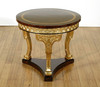 Dark Burl Inlay & Gold Leaf Round End Tables Pair (2)