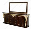 Dark Burl & Gold Leaf Fancy Lebois Inlay Sideboard w/ Mirror