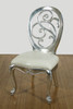 9 Pc 8Ft Silver Leaf Mirrored Rectangular Table w/ 8 Chairs Dining Set