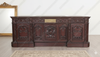 7ft Dark Walnut Presidential Oval Office Resolute Desk w/ Genuine leather Top