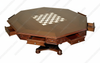 9pc Octagonal Chess/Poker Game Table Set w/ 8 Leather Chairs