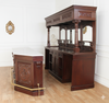 9ft Mahogany Victorian Pub Bar w/ Marble Top & Rails