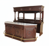 9ft Mahogany Victorian Pub Bar w/ Marble Top & Rails
