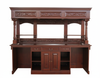 9ft Mahogany Victorian Pub Bar w/ Marble Top & Rails