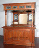 Solid Mahogany English Canopy Pub Bar with Stained Glass & Mirrors