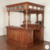 Solid Mahogany English Canopy Pub Bar with Stained Glass & Mirrors