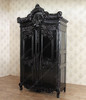 Distressed Black French Rococo 2 Door Cabinet