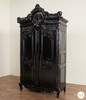 Distressed Black French Rococo 2 Door Cabinet