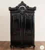 Distressed Black French Rococo 2 Door Cabinet