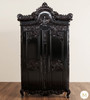 Distressed Black French Rococo 2 Door Cabinet