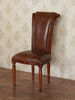 Pair of 2 Solid Mahogany Genuine Leather Side Chairs