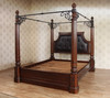 Mahogany/Iron Eastern King Poster Canopy Bed w/ Genuine Leather
