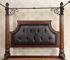 Mahogany/Iron Eastern King Poster Canopy Bed w/ Genuine Leather