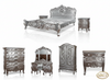 9pc Silver Leaf Rococo Bedroom Set
