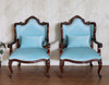 Custom Mahogany Louis Phillipe Sky Blue Velvet Upholstered Arm Chair