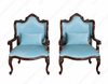 Custom Mahogany Louis Phillipe Sky Blue Velvet Upholstered Arm Chair