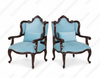 Custom Mahogany Louis Phillipe Sky Blue Velvet Upholstered Arm Chair