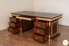 Mahogany & Mappa Burl Inlay Executive Office Empire Desk