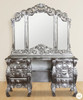 Silver Leaf Rococo Dressing Table w Trifold Mirror