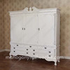 Large White 3 Door Armoire Wardrobe w/ 7 Drawer Chest Base