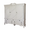 Large White 3 Door Armoire Wardrobe w/ 7 Drawer Chest Base