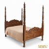 English Colonial Hand-Carved Four-Poster Bed